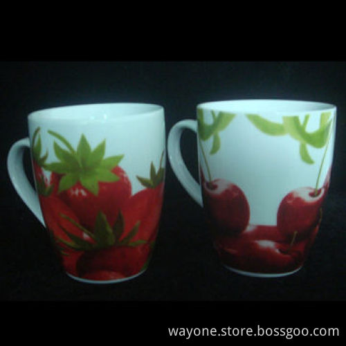 Bellet Mug, Fruit Design, Strawberries and Cherries, Made of Porcelain or New Bone China